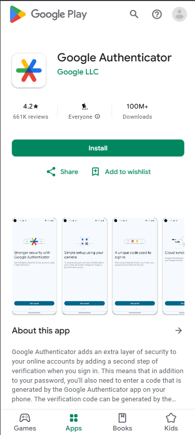 Google Authenticator en Google Play Store