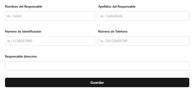 Formulario Crear FUEC con datos del responsable